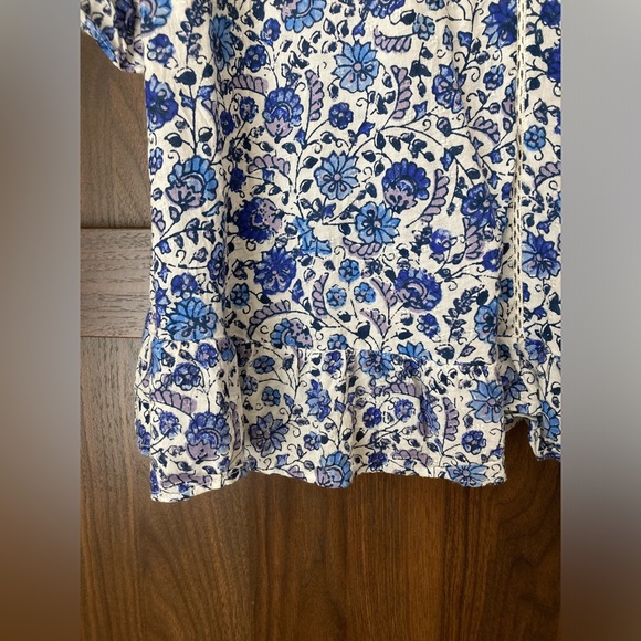 Lucky Brand Blue Floral Flowy Blouse Shirt Top Medium - Picture 6 of 7